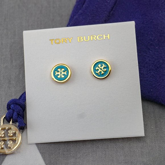 Tory Burch Jewelry - Tory Burch Kira Enamel Mini Stud in Turquoise (Brand New)